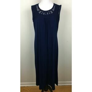 Susan Graver Liquid Knit Black Petite Maxi Dress Macramé MP New A306535